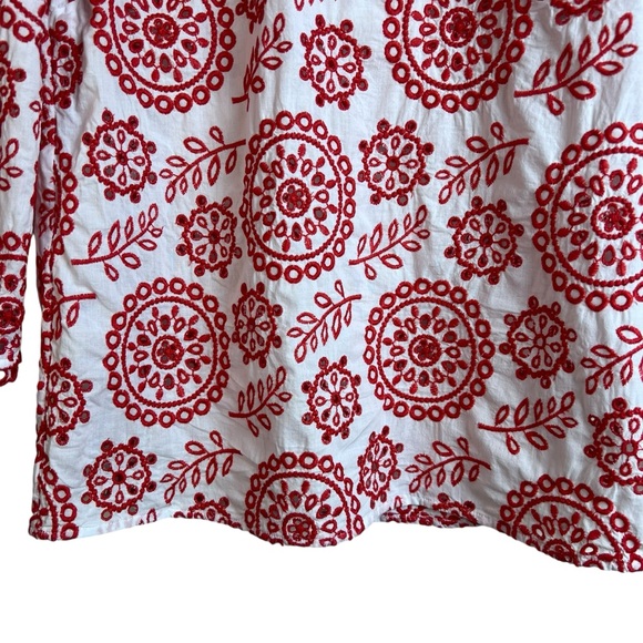 Boden Red Embroidered Eyelet Top Size 4R - Picture 5 of 12